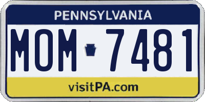PA license plate MOM7481
