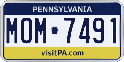 PA license plate MOM7491