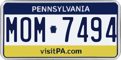 PA license plate MOM7494