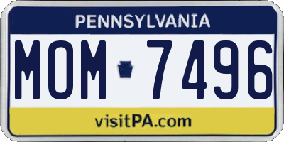 PA license plate MOM7496