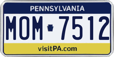 PA license plate MOM7512