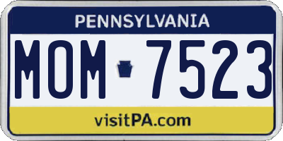 PA license plate MOM7523
