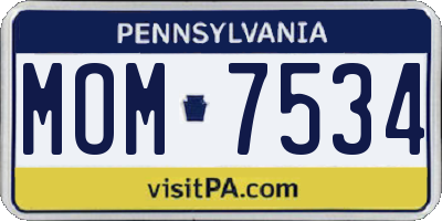 PA license plate MOM7534