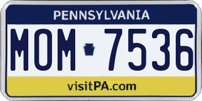 PA license plate MOM7536