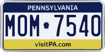 PA license plate MOM7540