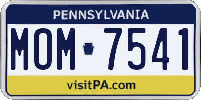 PA license plate MOM7541