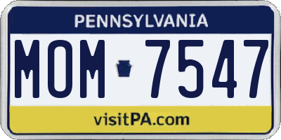PA license plate MOM7547