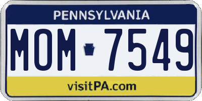 PA license plate MOM7549
