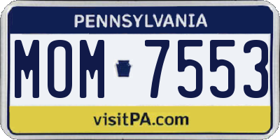 PA license plate MOM7553