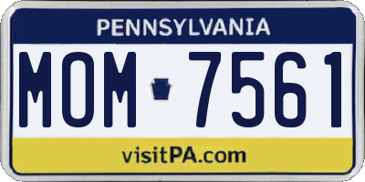 PA license plate MOM7561
