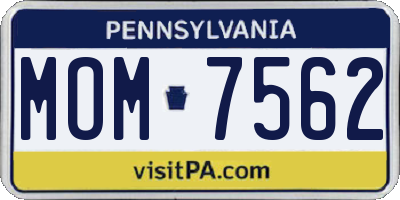 PA license plate MOM7562