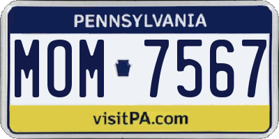 PA license plate MOM7567