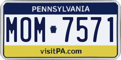 PA license plate MOM7571