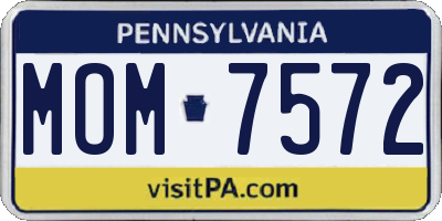 PA license plate MOM7572