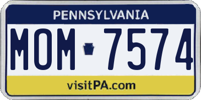 PA license plate MOM7574