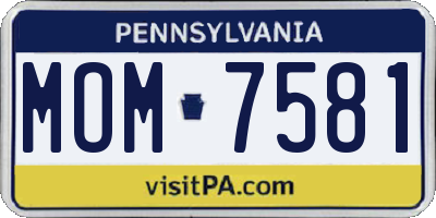 PA license plate MOM7581