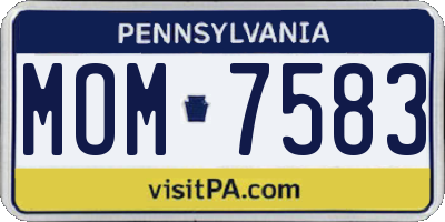 PA license plate MOM7583
