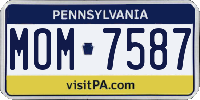 PA license plate MOM7587