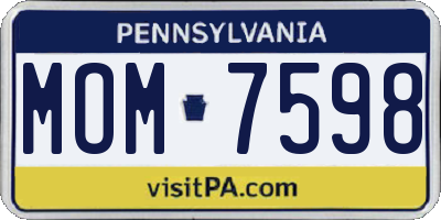 PA license plate MOM7598