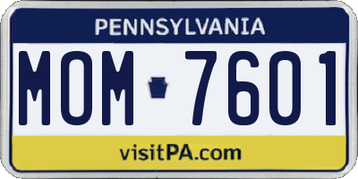 PA license plate MOM7601