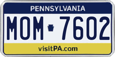 PA license plate MOM7602