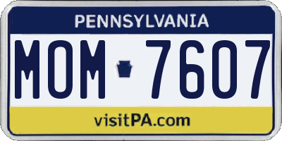 PA license plate MOM7607