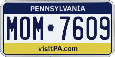 PA license plate MOM7609