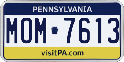PA license plate MOM7613