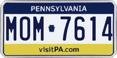 PA license plate MOM7614