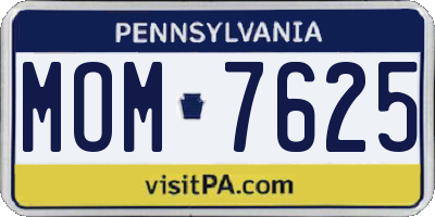PA license plate MOM7625
