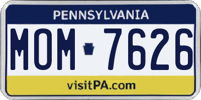 PA license plate MOM7626