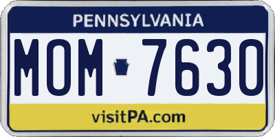 PA license plate MOM7630
