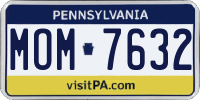 PA license plate MOM7632