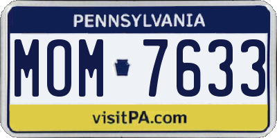PA license plate MOM7633