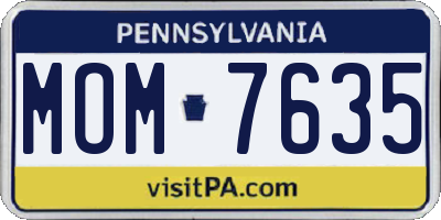 PA license plate MOM7635