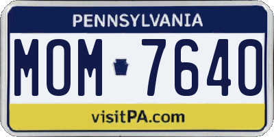 PA license plate MOM7640