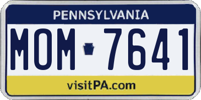 PA license plate MOM7641