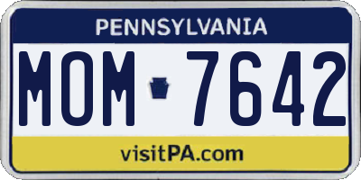 PA license plate MOM7642