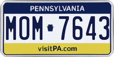 PA license plate MOM7643