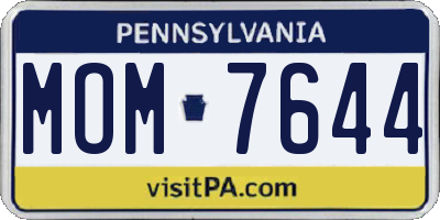 PA license plate MOM7644