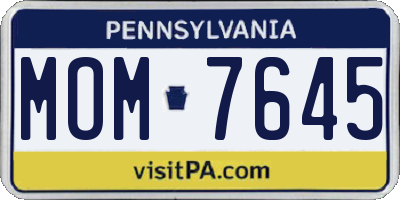 PA license plate MOM7645