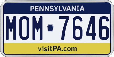 PA license plate MOM7646