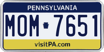 PA license plate MOM7651