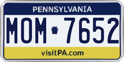 PA license plate MOM7652