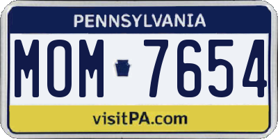 PA license plate MOM7654