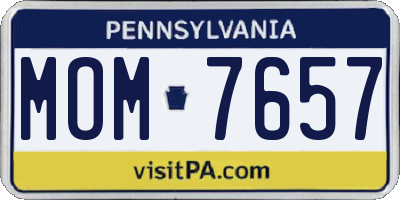 PA license plate MOM7657