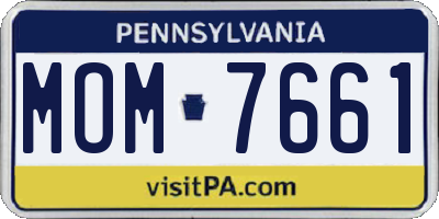 PA license plate MOM7661
