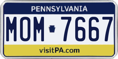 PA license plate MOM7667