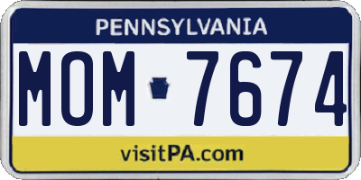 PA license plate MOM7674
