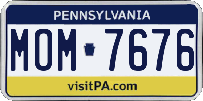 PA license plate MOM7676
